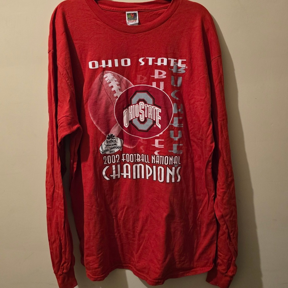 Vintage 2000s Fruit of the Loom Shirt Mens XXL Red Ohio State National Champions